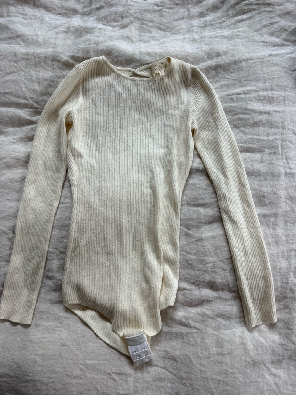 Sezane Cream Scoop-Back Ribbed Bodysuit - Picture 3 of 4